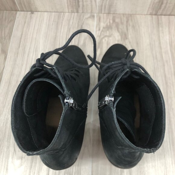 Lucky Brand Ankle Boots Womens 8M Persee Black Leather Zip Lace Up Booties - Picture 10 of 11